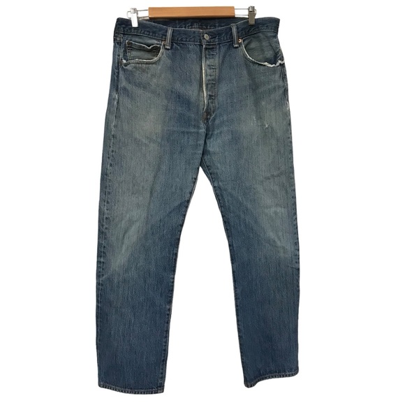 Levi's Blue Jeans Button Fly 36x30 straight leg distressed worn broken in - Picture 1 of 7